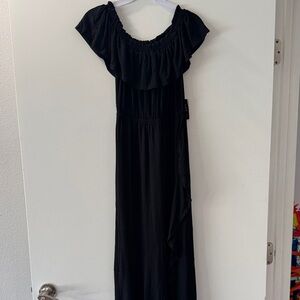 Express Black Off-Shoulder Maxi Dress - Women junior girls beach wear petite